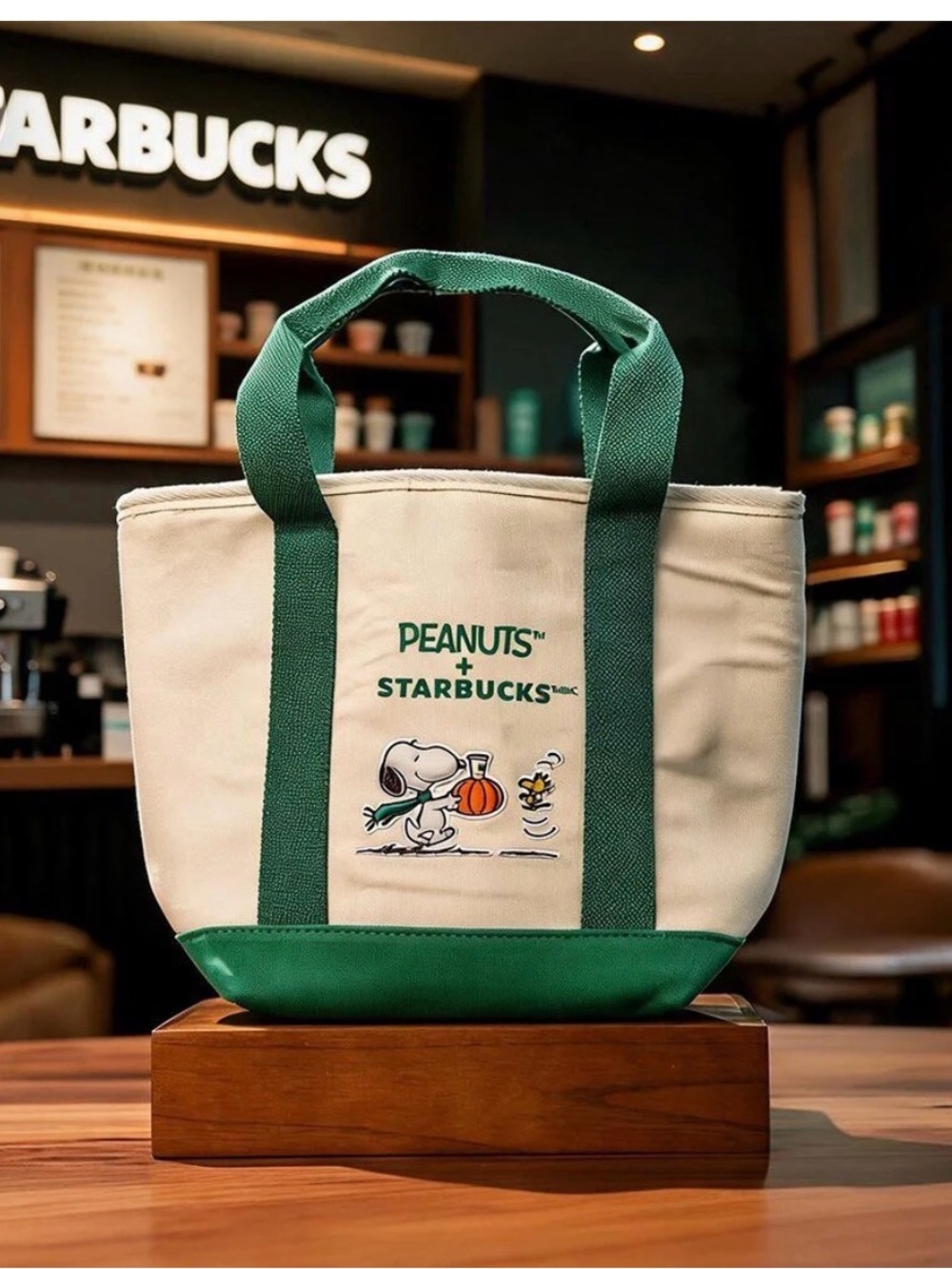 BNWT Starbucks x Snoopy Peanuts Snoopy Mini Canvas Tote